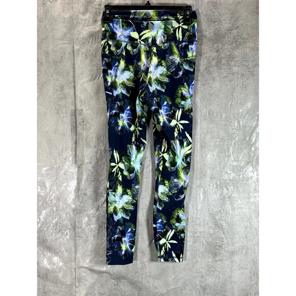 X BY GOTTEX Women's Blue Dark Floral Rachel Pull-On Ankle Leggings SZ S - Picture 2 of 11